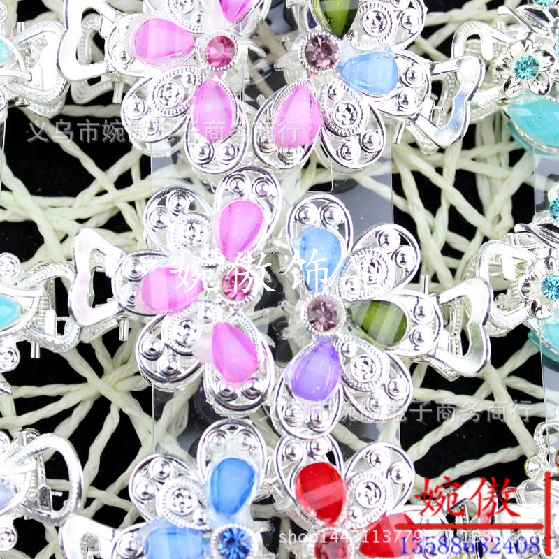 Alloy diamond-encrusted small claw clips, grab clips, hair clips, gold and silver, Yiwu two-yuan store small commodity headwear wholesale pic 73