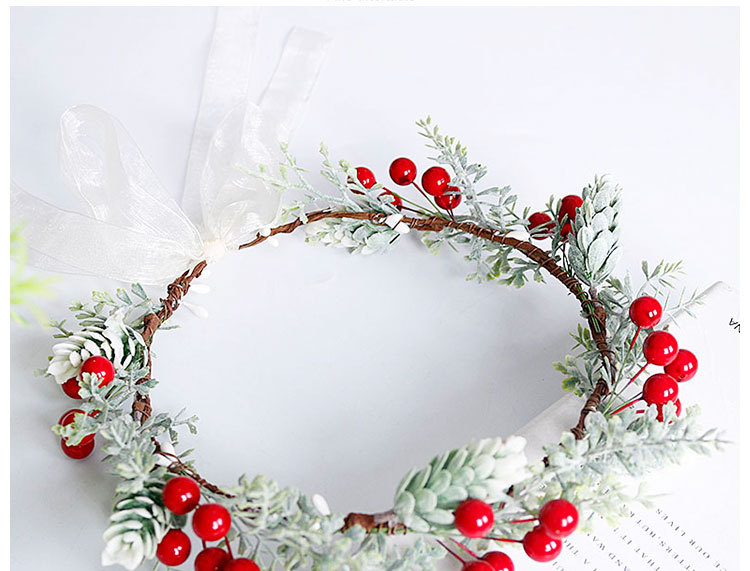 New best-selling Christmas wreath, red berry simulation wreath headband, wedding, travel, commemorative holiday headwear pic 7