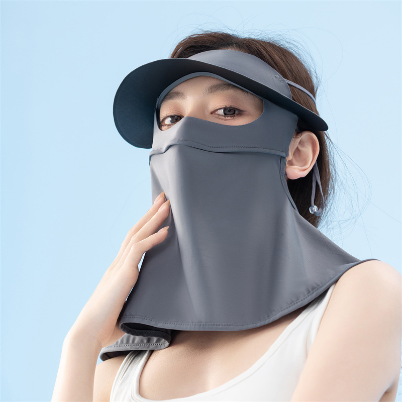 黑胶长款面罩全脸遮阳防晒口罩太阳帽子夏季骑行护颈冰丝面罩批发详情20