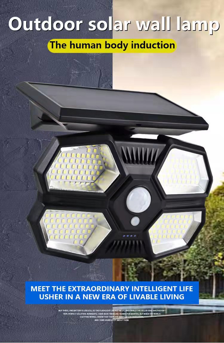 Cross-border new solar human body sensor wall lamp, outdoor split garden lamp 180COB, outdoor fence landscape lamp pic 2