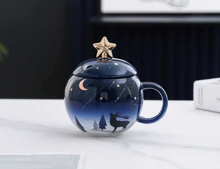 Cartoon rocket Planet mug, creative space astronaut water cup, large-capacity coffee cup gift box, ceramic cup pic 41