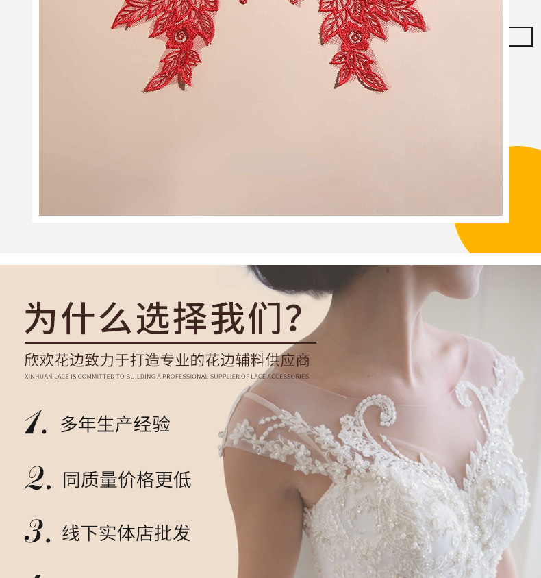 New three-dimensional hollowed-out floral lace wedding dress and performance dress lace diy floral accessories lace applique flower pieces pic 2