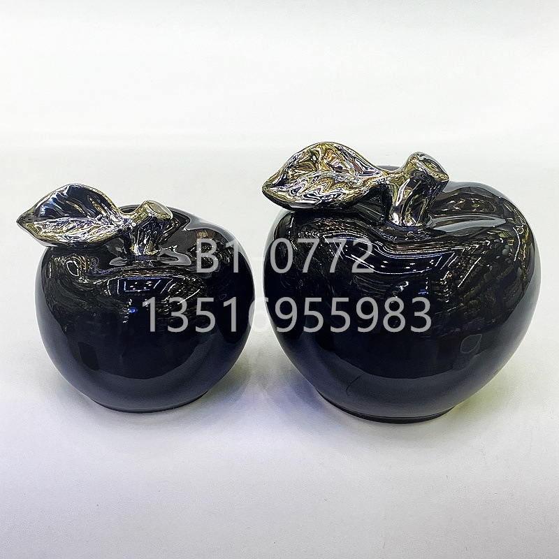 Apple gift ornaments, colored glaze ceramic fruit, red and white apple craft display set, pear decoration, office and home accessories, factory wholesale pic 17