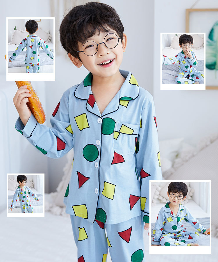 儿童睡衣女孩针织棉春秋冬开衫翻领长袖外贸男工厂宝宝家居服套装详情49