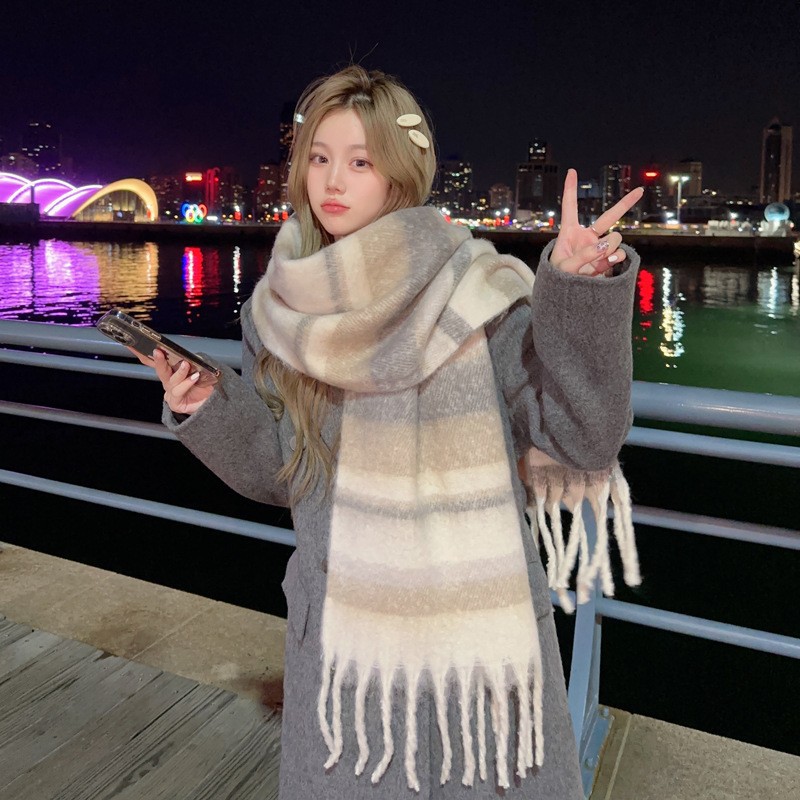 格子大集合~韩系格子流苏ins围巾女秋冬季百搭学生保暖氛围感围脖详情22