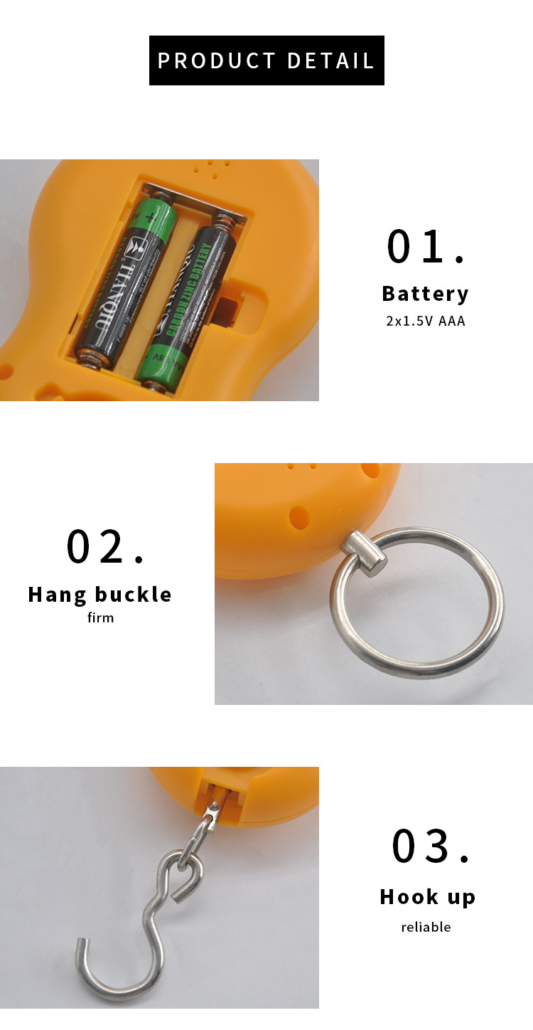 [FF1976-742E] Factory direct sales of electronic portable scales, household electronic hook scales, cross-border foreign trade luggage scales, LCD display gourd scales pic 5
