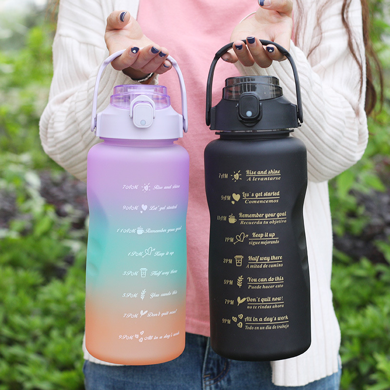 外贸3色渐变套装杯大中小三件套塑料水杯可户外运动详情7