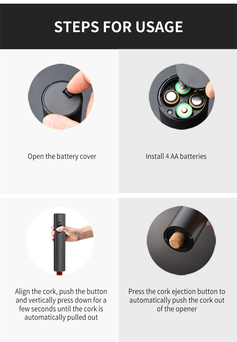 Electric wine bottle opener, plastic material automatic bottle opener, wine opener, electric bottle opener manufacturer pic 13