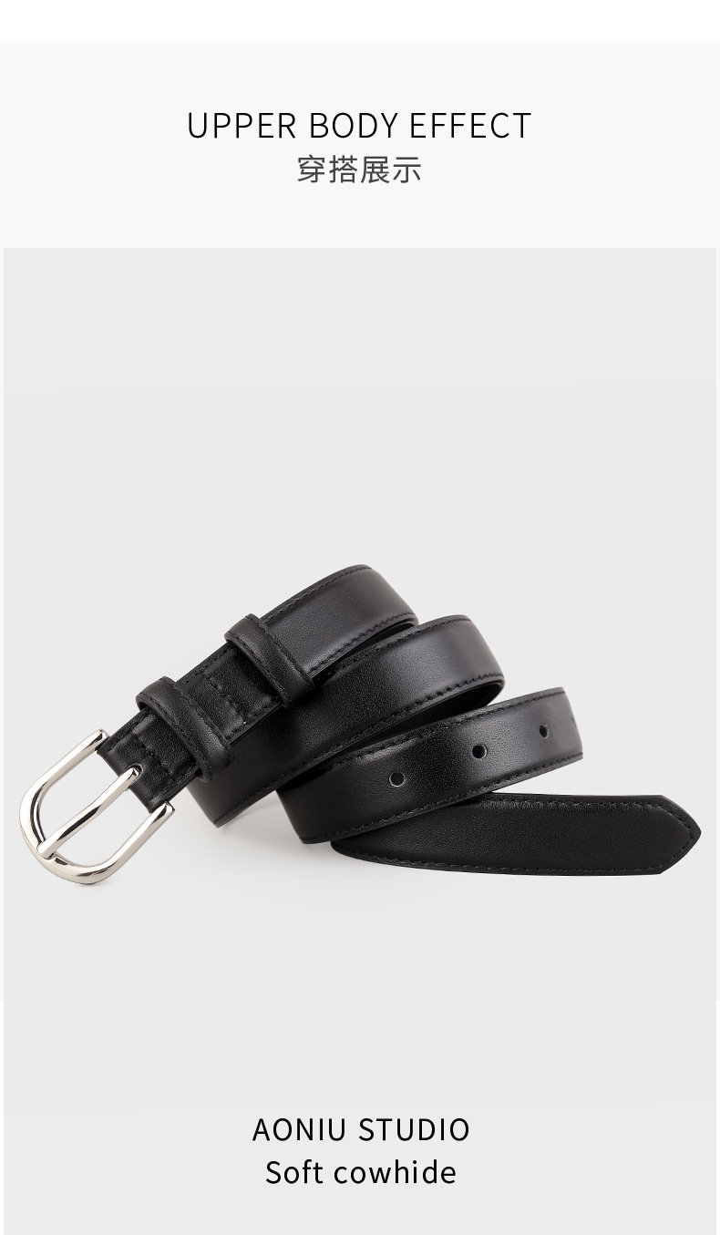 Leather belt for women 2025 new style top layer cowhide needle buckle belt decoration with denim belt direct supply from the manufacturer pic 11