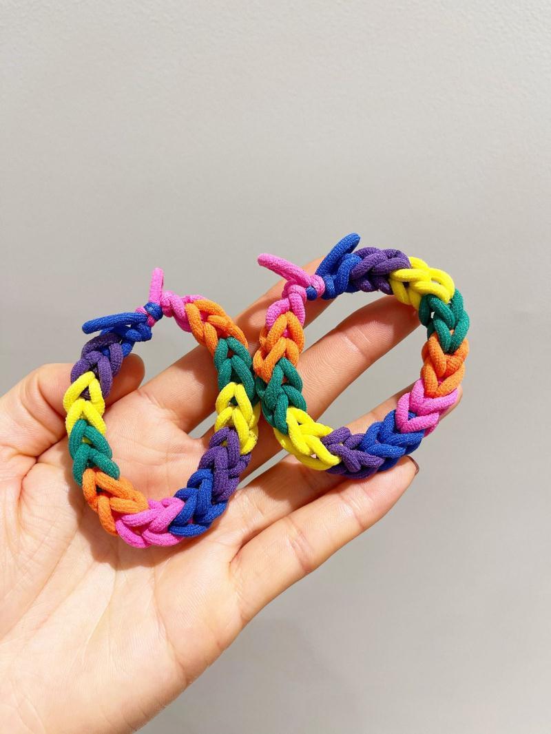 小清新手工编织彩色头绳女扎马尾皮筋高弹力发圈简约粗皮筋发圈详情8