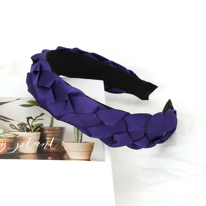 欧美纯色手工编织麻花头箍 亚马逊潮流单色辫子头扣 洗脸压发发饰详情16