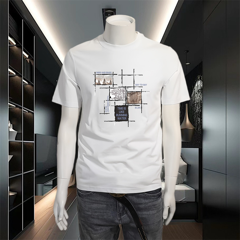 Verano 2024 new pound algodón camiseta manga corta cuello redondo tallas grandes hombre moda joven moda hombre media manga legging pic 7