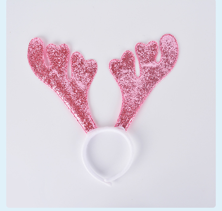 跨境圣诞节可爱亮片鹿角儿童发箍 圣诞狂欢表演鹿角头箍发饰详情2