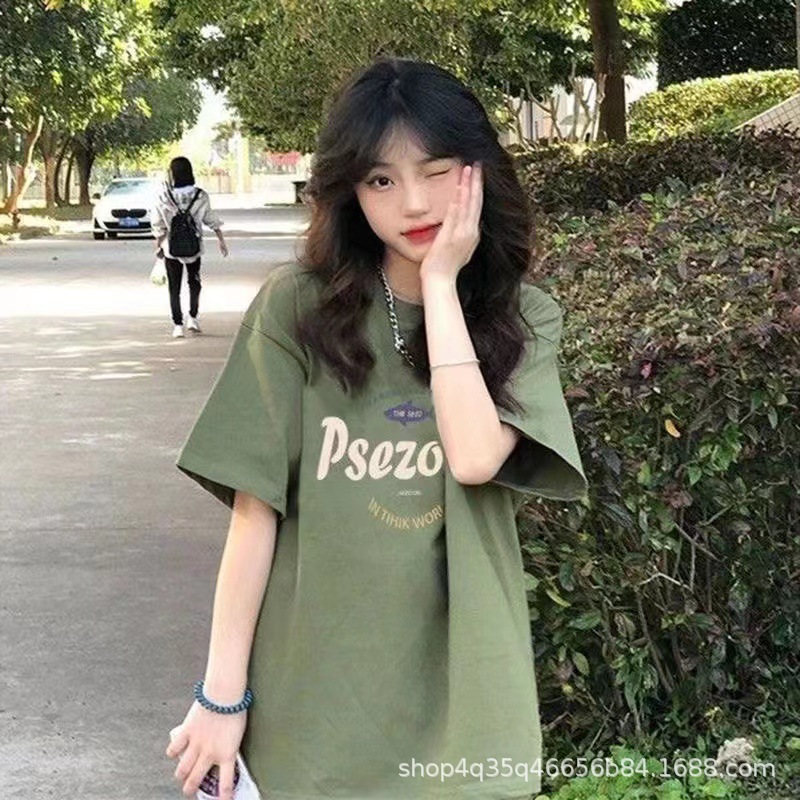 跨境外贸夏季新款韩版女装短袖t恤女式宽松大码印花t上衣地摊批发详情20