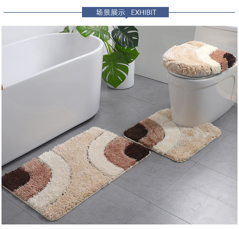 加厚几何浴室马桶三件套卧室客厅防滑垫子卫生间吸水脚垫入户地垫详情8