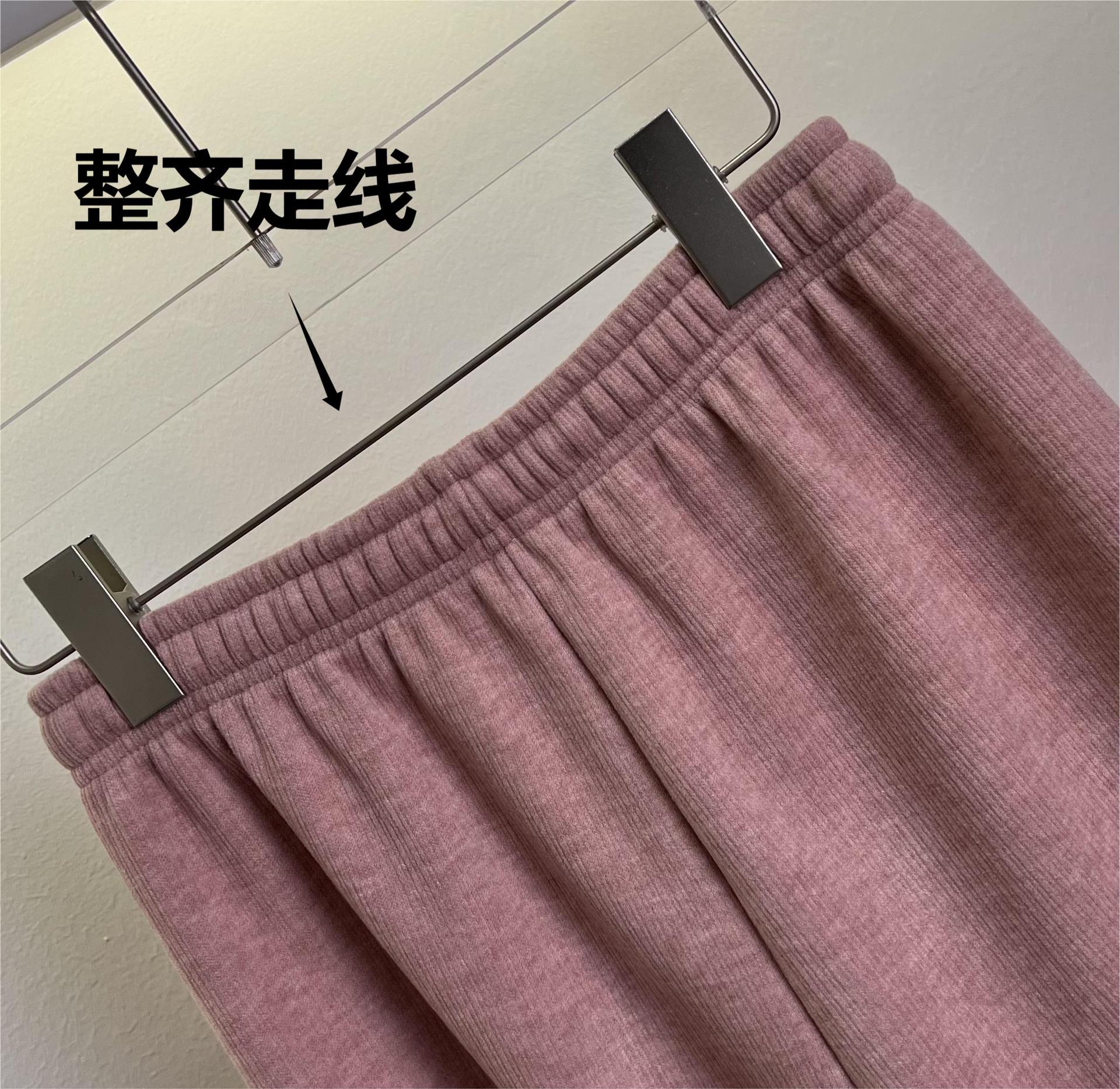 可可6096冬款粉色糯米裤加绒加厚高腰阔腿裤女休闲垂感羊绒直筒裤详情24