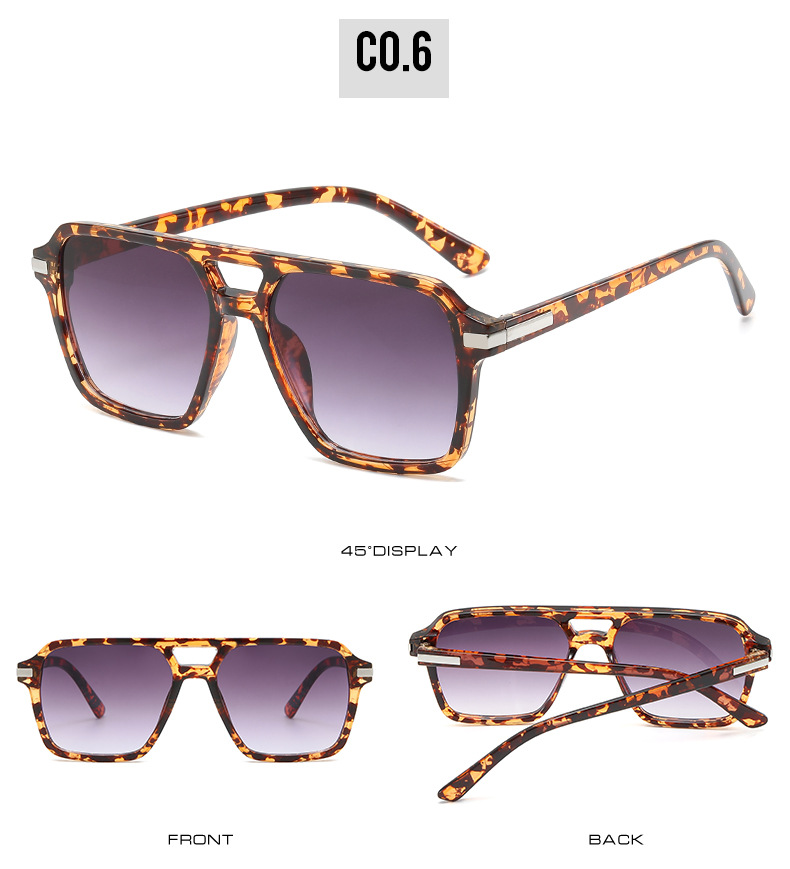 2023新款简约欧美经典外贸方框双梁太阳镜男女士百搭修脸时尚墨镜详情12