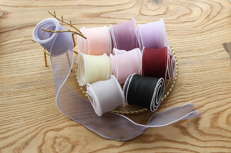 diy hairpin bow packaging material with pearl textured overlock yarn, 6cm wide meteor fish tail wave snow yarn ribbon pic 9
