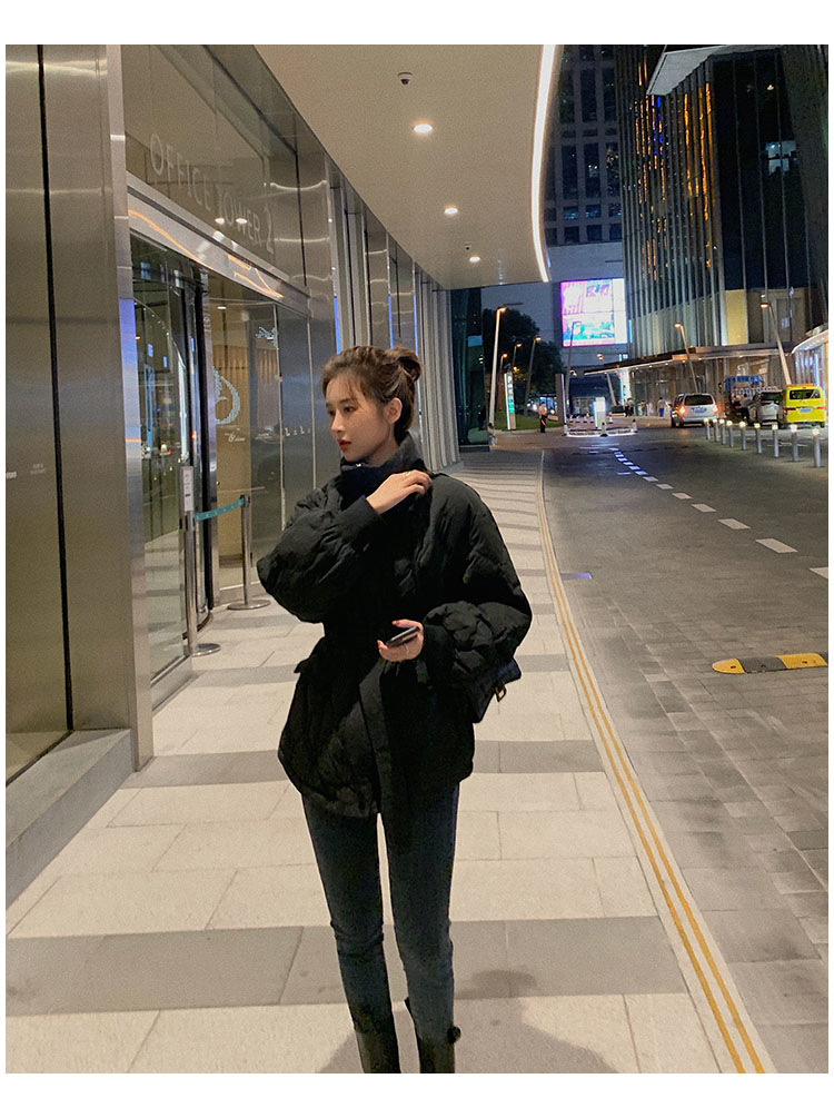 白色羽绒棉服女冬外套2022年新款轻薄收腰韩版欧货冬装短款面包服详情13