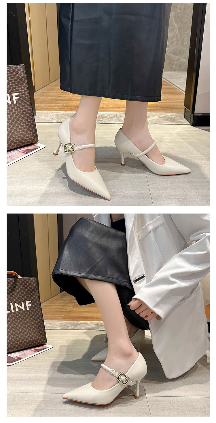 时装单鞋2024春秋外穿尖头粗跟皮带扣高级感气质通勤工作时装鞋女详情10