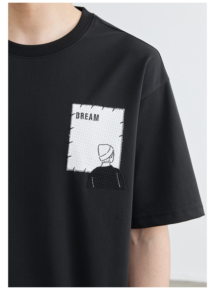 速干冰丝棉 圆领刺绣凉感短袖t恤男2024夏季新款微宽松半袖体恤衫详情34