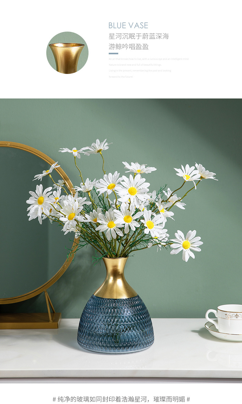 皓杨金边肌理彩色花瓶餐桌卧室摆件花瓶摆件家居样板房软装设计详情4