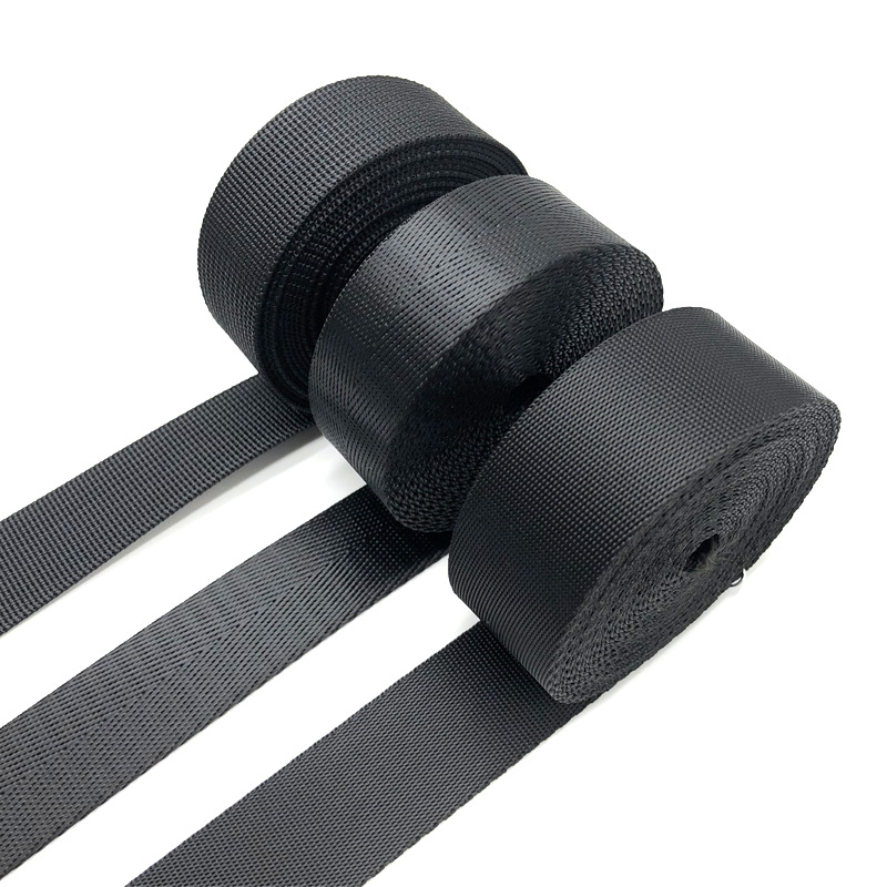 Wholesale of black imitation nylon webbing, polyester herringbone webbing, thickened webbing and plain webbing for luggage in stock from the manufacturer pic 1