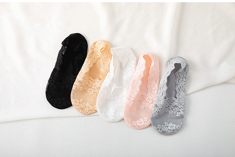 夏季防滑隐形袜 女士深口蕾丝船袜 韩版超薄隐形袜性感防滑女袜子详情16