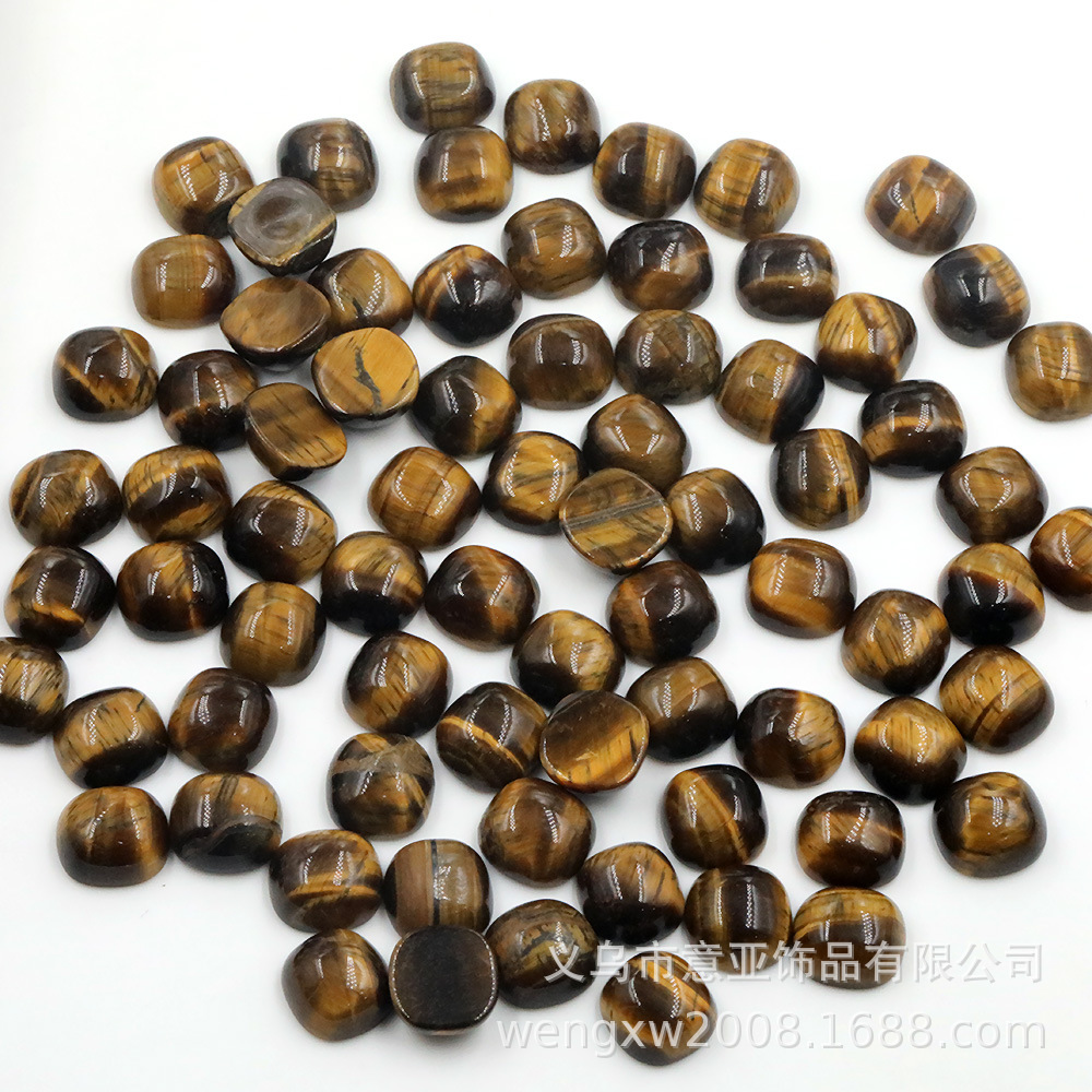 天然虎眼石平底戒面圆角方形贴片diy配件黄虎眼加厚肥方戒指材料虎眼包珠详情7