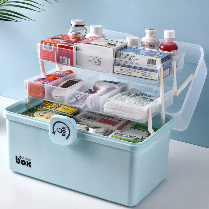 X127-8225 Household multi-layer medicine box, portable first aid medical large storage, household tools customizable LOG pic 1