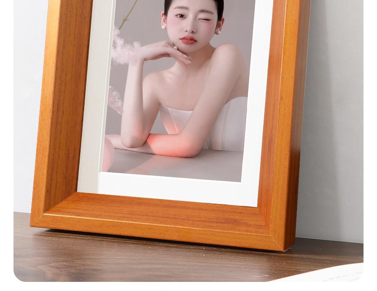 Solid wood texture photo frame, 6-inch, 7-inch, 8-inch, 10-inch, 12-inch wedding certificate wall hanging and table display, PS photo frame, high-end customization pic 7