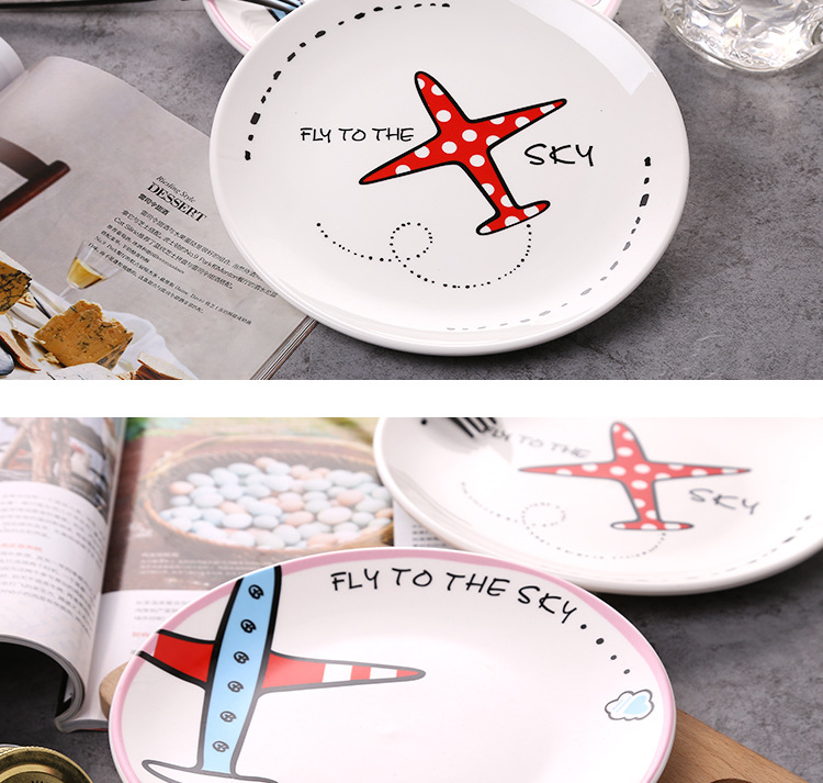 Airplane plate, simple and creative breakfast plate, dessert and pastry, Western plate, steak plate, dumpling plate, steak plate, pasta plate pic 8