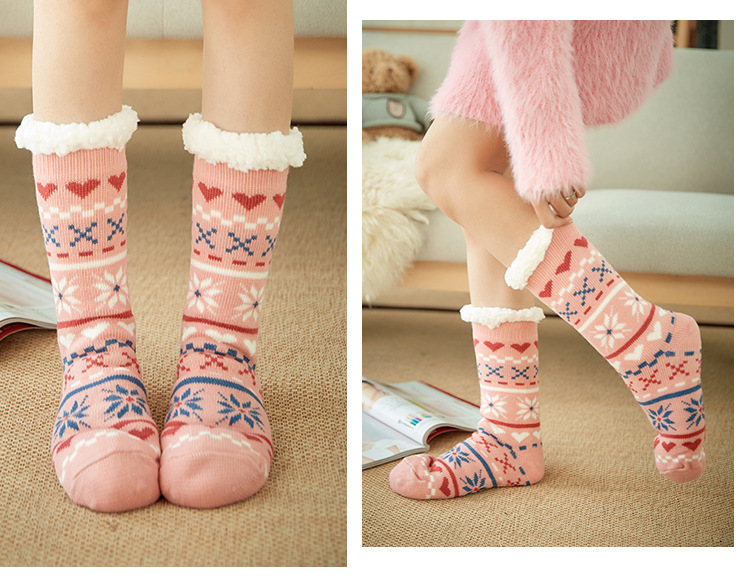 Wholesale floor socks, adult home postpartum socks, leg covers, sleep Christmas snow socks, coral fleece slippers, carpet socks pic 10