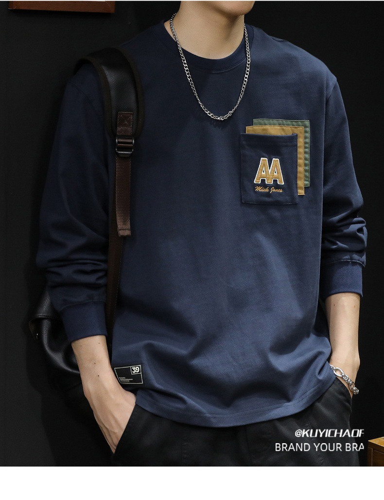 Sticky bag manga larga camiseta hombre holgado tallas grandes primavera 2024 nuevo estilo hombre heavy pound cuello redondo ropa primavera/otoño pic 21