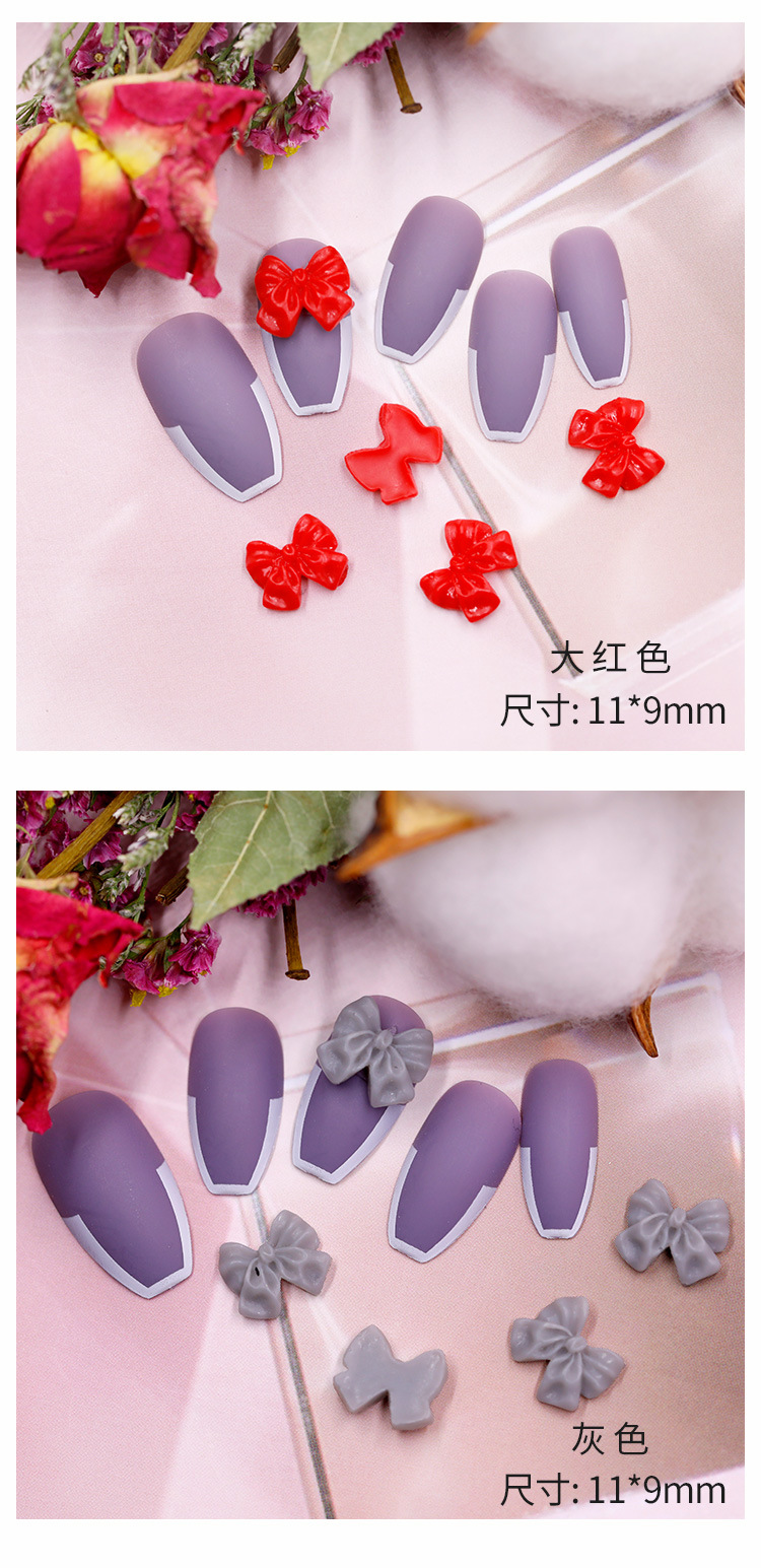 Resin bow nail art accessories, decorative nail stickers, new style of Xiaohongshu Internet celebrity, versatile style, decorative diamond shanilak pic 7