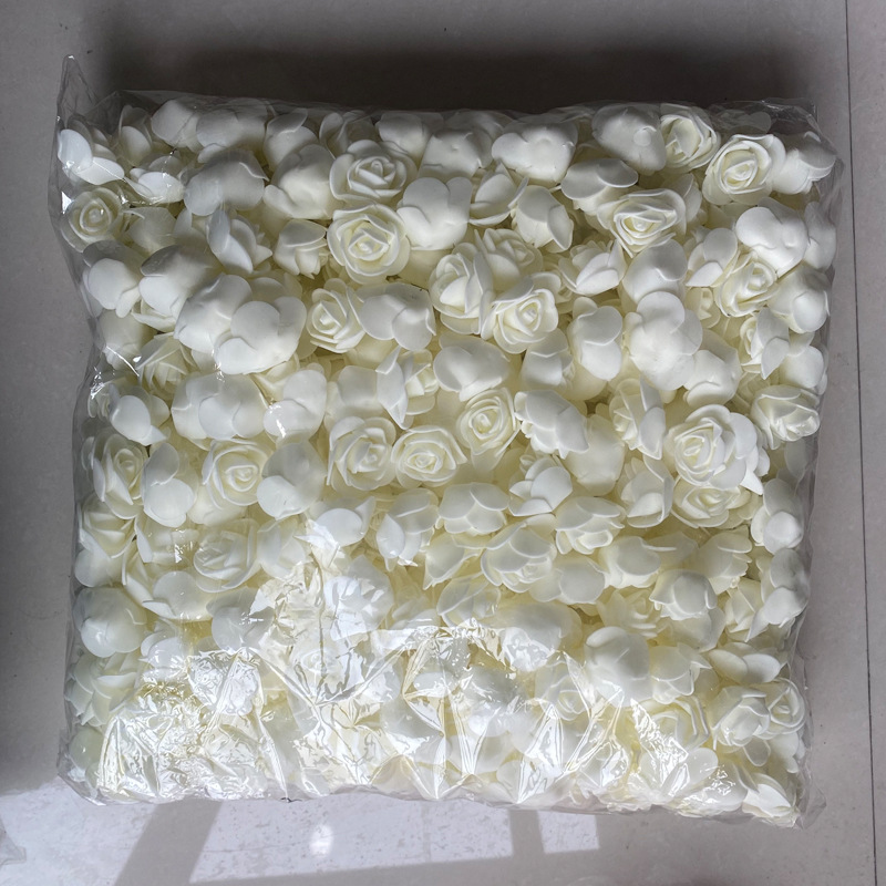 外贸3.5cm泡沫花玫瑰花pe花头 diy材料包辅料配件环喜糖盒小花朵详情8