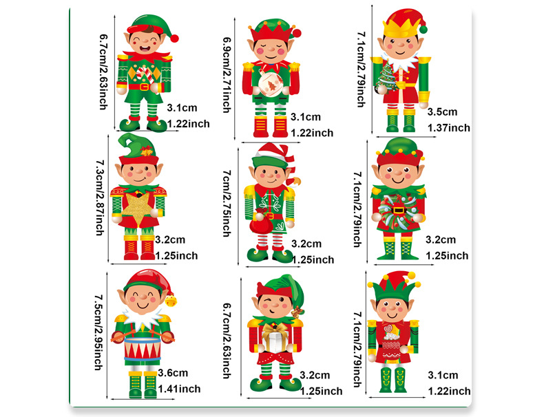 Cross-border new Christmas 18pcs wooden nine-grid pendant, Elf Grimm Gingerbread Man figurine Mahjong decoration, unique and creative wooden pendant pic 3