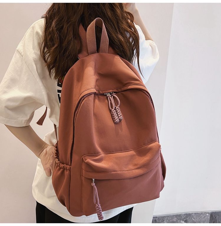 贝尔书包女生大学生简约黑色大容量初中生高中2024新款背包双肩包详情13