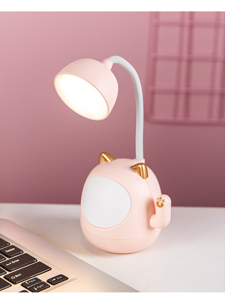 New USB charging desk lamp, Maneki Neko eye-protecting LED desk lamp with pencil sharpener and night light, portable desktop desk lamp pic 11