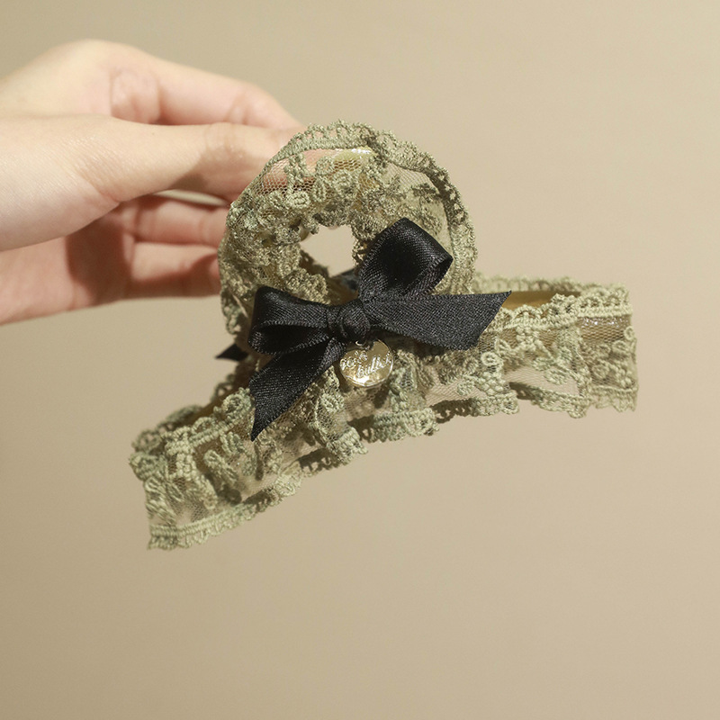 New exquisite lace bow clip, high-end large hairpin, elegant shark clip headwear for women at the back of the head pic 7