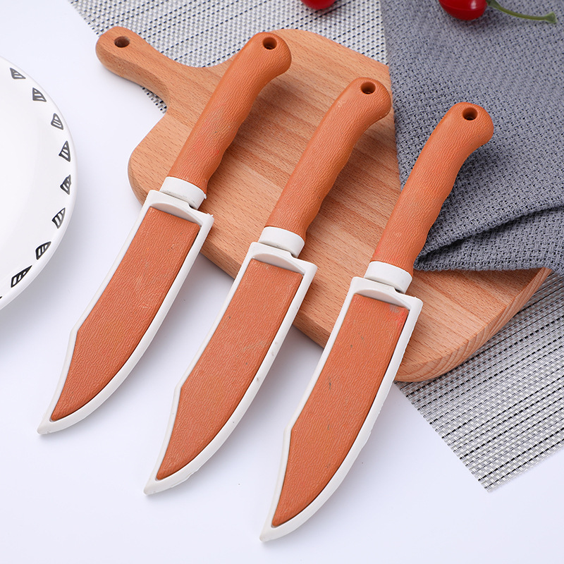 Yellow box knife, protective sleeve knife, fruit peeler knife, fruit cutting knife wholesale, wood grain knife 2-yuan wholesale, street stall, street stall pic 10