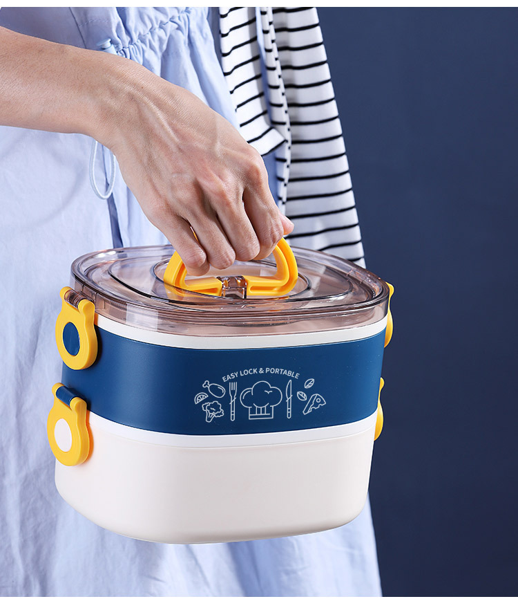 INS网红椭圆双层不锈钢饭盒 学生便当盒便携成人食堂办公保温餐盒详情17