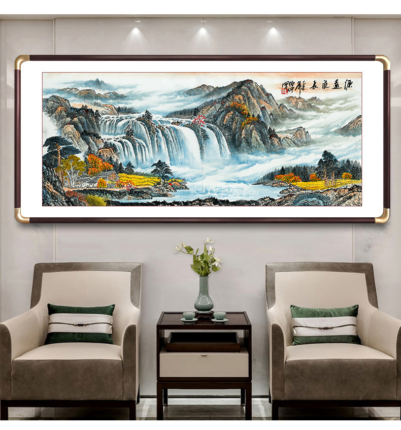 源远流长客厅沙发背景墙画办公室茶楼工装新中式山水国画幅幅挂画详情5