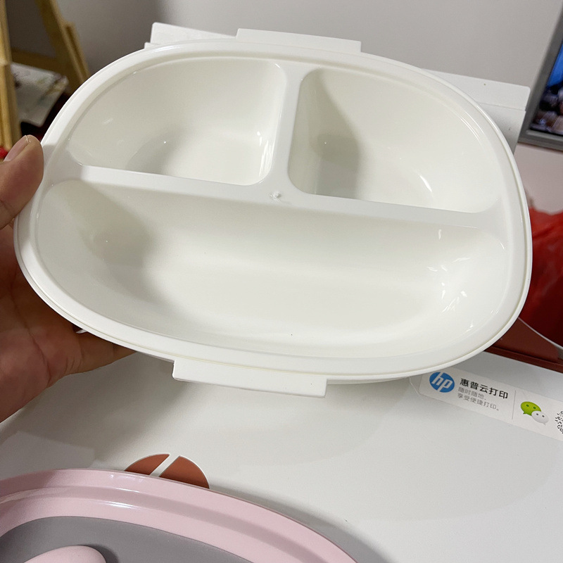儿童分格餐盘可爱卡通幼儿园小学生带餐具宝宝保温便当饭盒汤匙叉详情4