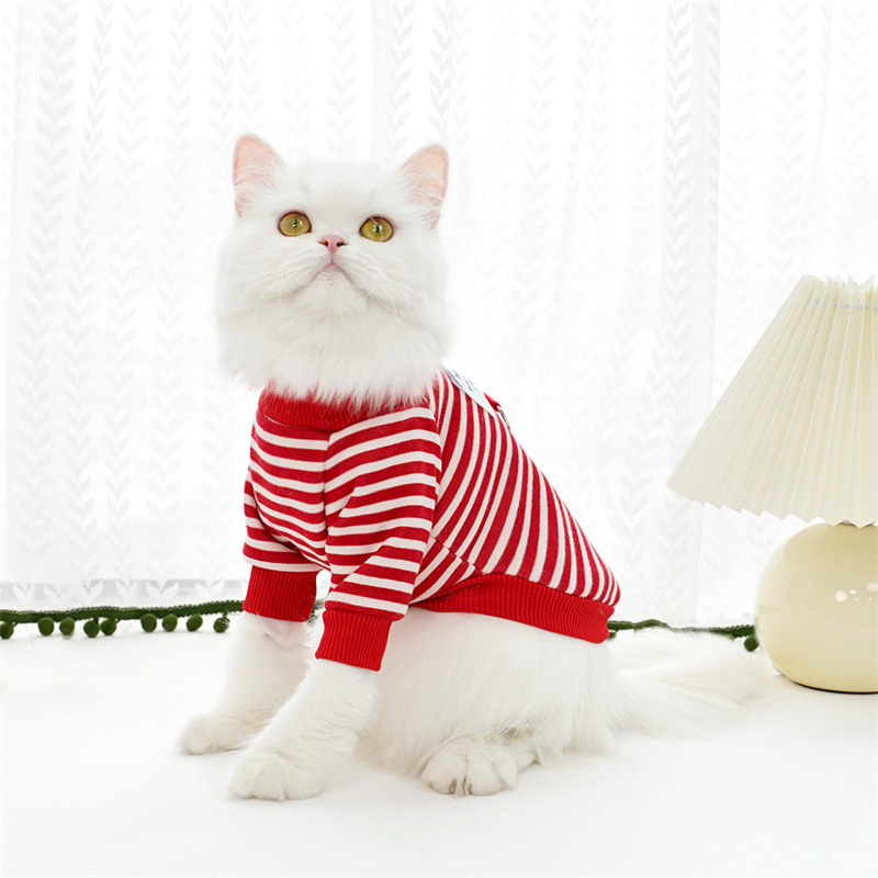 Pet autumn and winter warm striped sweatshirts, Teddy bichon Frise dog and cat clothes, small and medium-sized dog manufacturer wholesale supplies pic 8