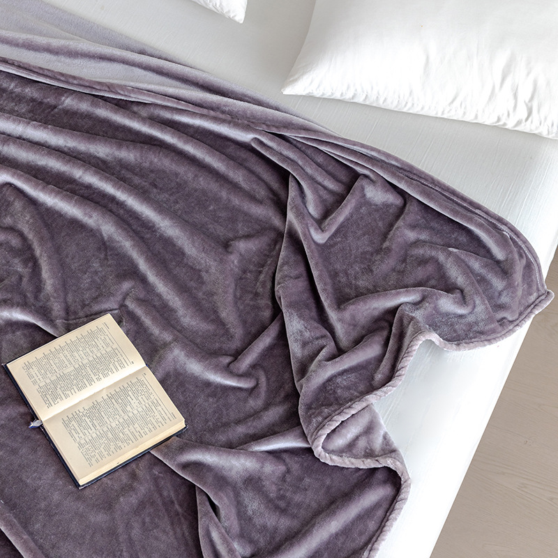 430-gram solid-color flannel coral velvet blanket, plain sofa cover blanket, air-conditioned nap blanket pic 5