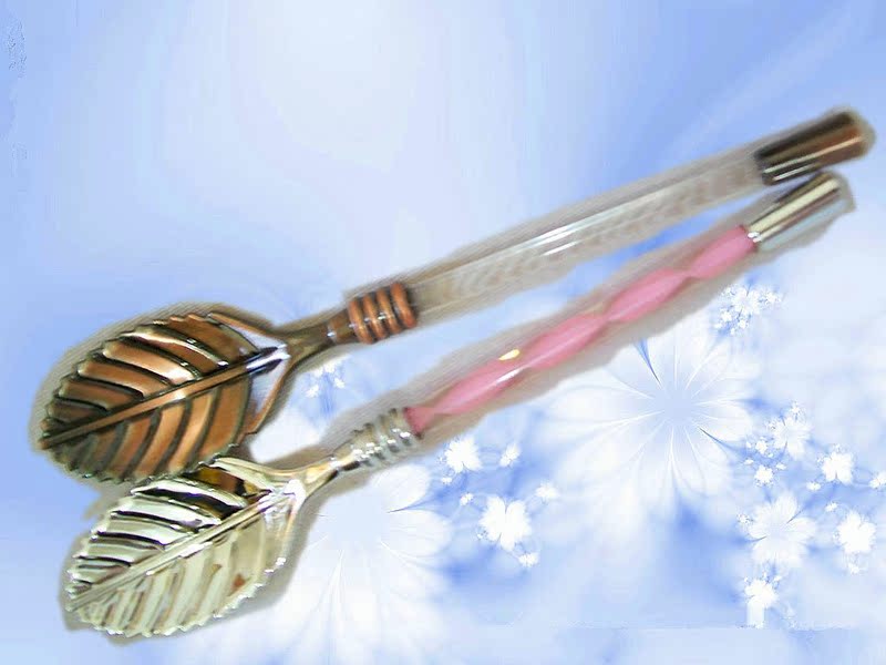 Creative tableware, retro crystal handle, leaf-shaped coffee spoon, premium spoon, small blender, bronze spoon JY46 pic 37