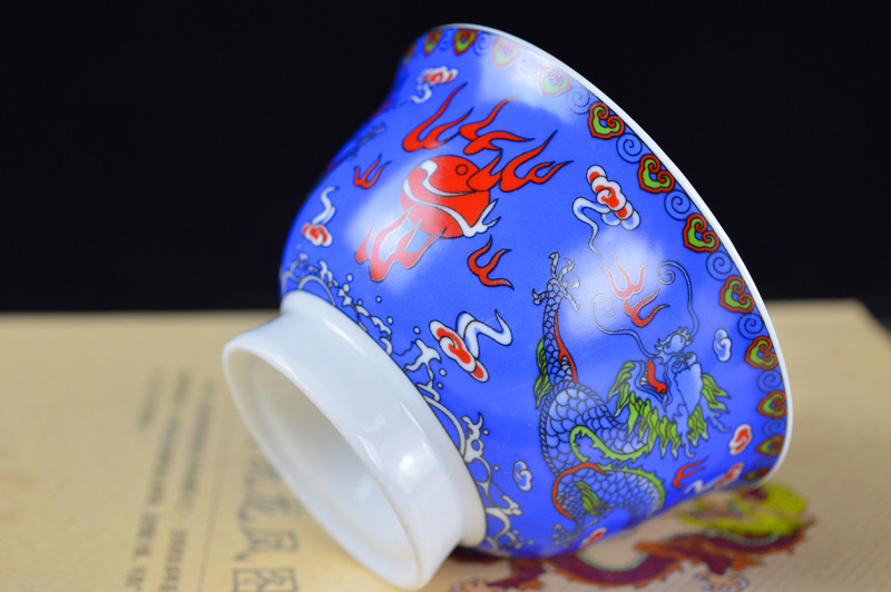 厂家供应3.6寸双龙八吉祥藏式陶瓷碗特色民族碗酥油茶碗 仿古贡碗详情17