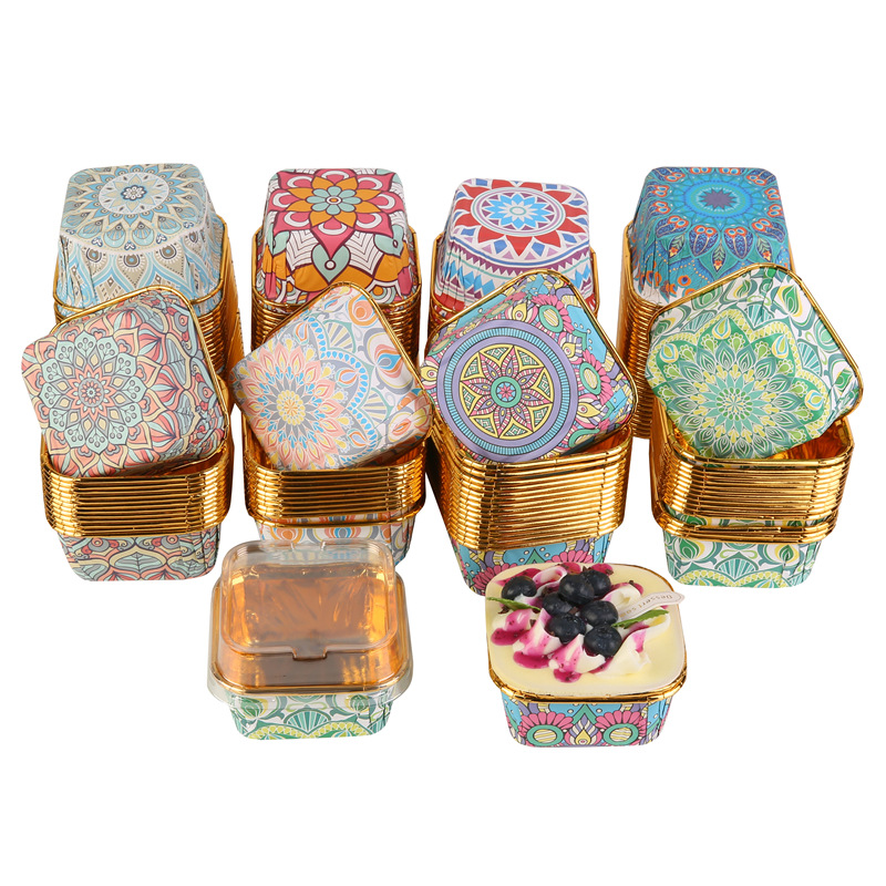 波西米亚风正方形蛋糕纸杯新款特色单面金正方形蛋糕纸杯蛋糕杯6.详情3