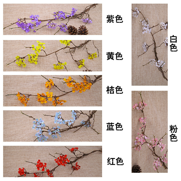 Zen-themed faux cherry blossom vine branches for home decoration, realistic small floral dry branches, tea room artificial flower ornaments, and simple flower arrangements pic 5